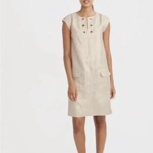 Crew Linen Dress Metallic Gold
Grommet Pockets Short Sleeves
Women's size 4